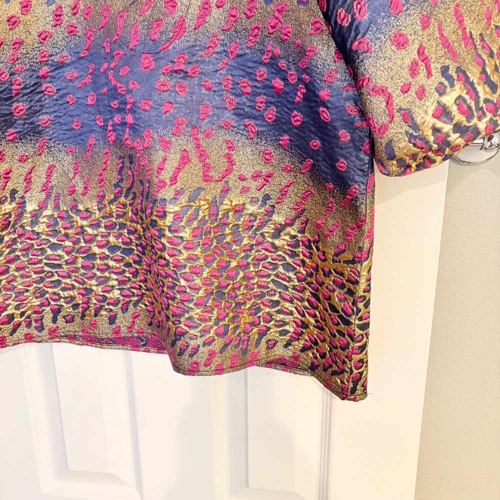 THML Metallic Pink Gold Animal-Print Puff-Sleeve Top - Picture 4 of 8